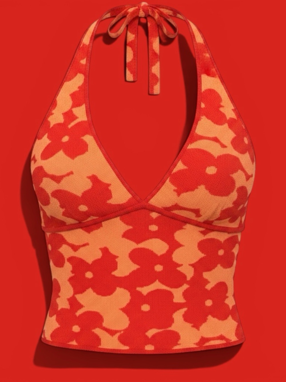 Madden NYC Orange & Red Floral Knit Top